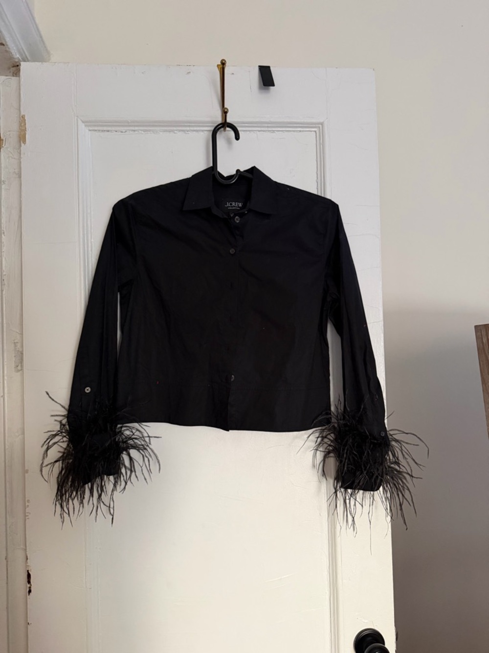 J. Crew Black Feather-Cuff Button Down Shirt - Picture 2 of 5